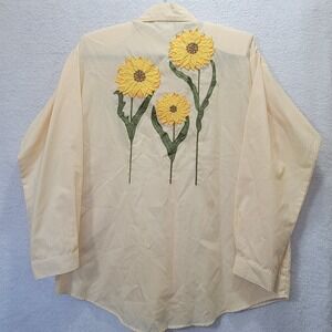 Vintage‎ Artsy CC Sportswear Button Up Womens S Embroidered SunFlowers Whimsical